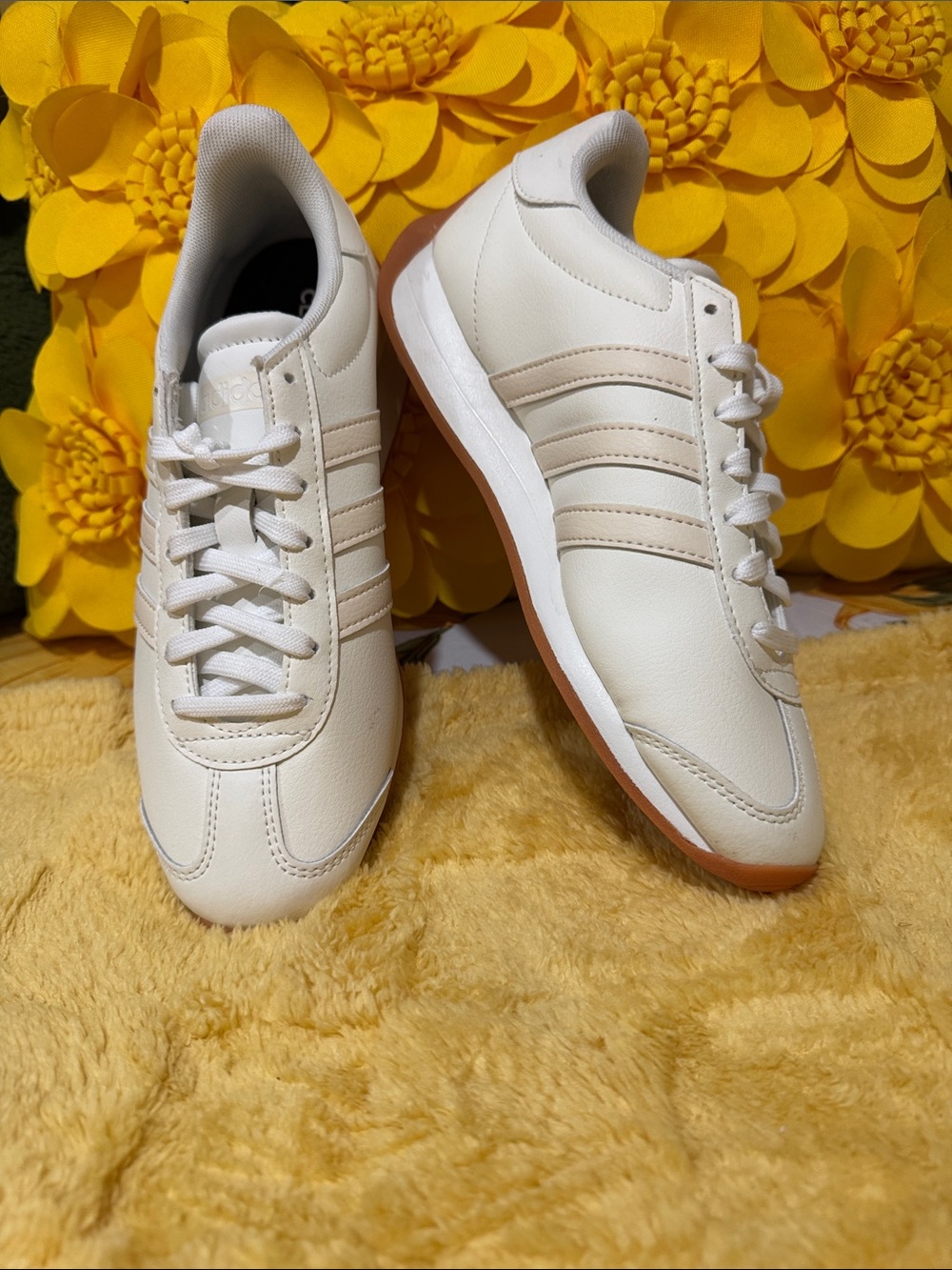 adidas Cream Low-Top Sneakers with Gum Sole